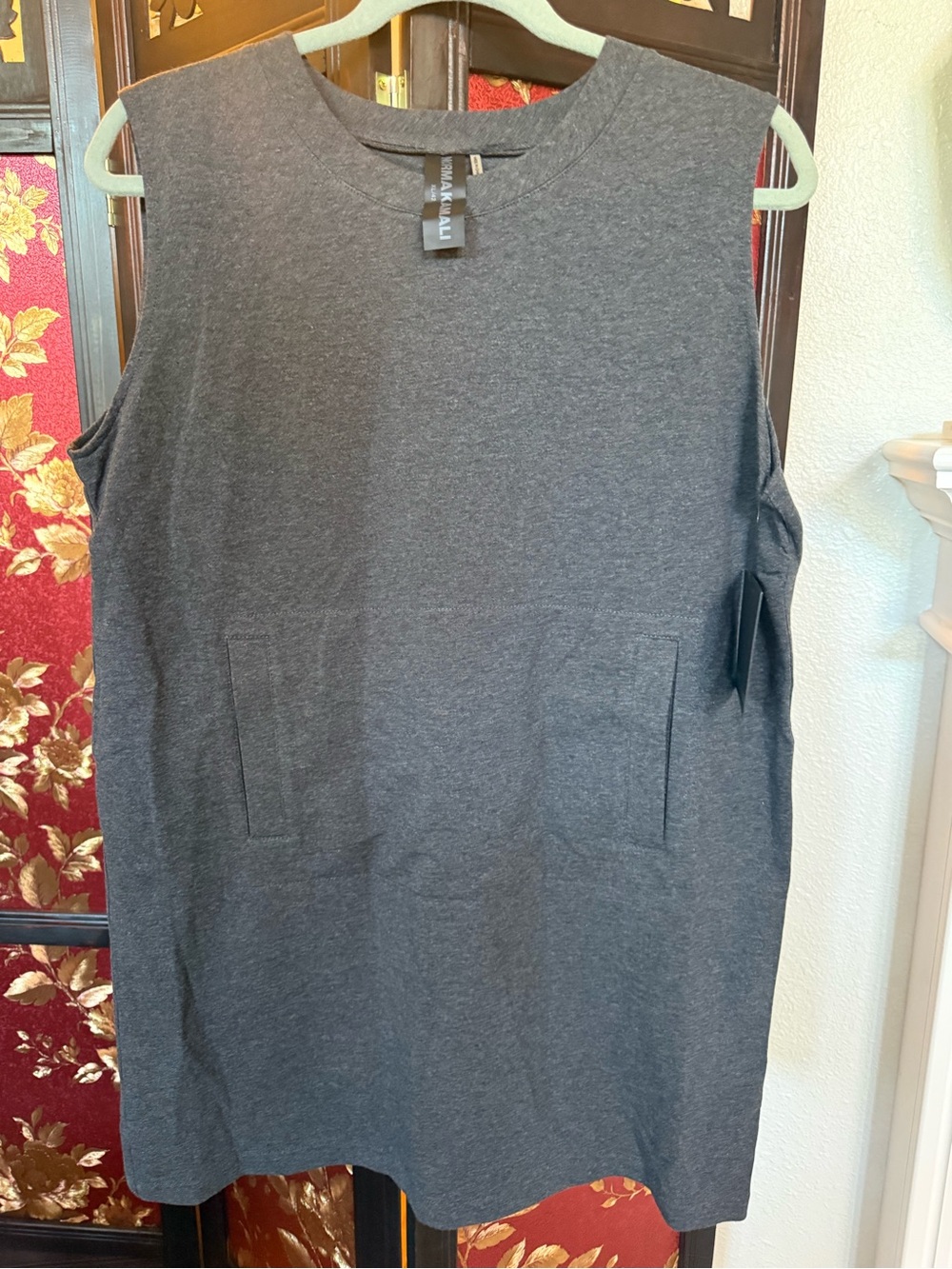 NWT Norma Kamali Dark Heather Grey Sleeveless Tailored Mini Dress - Sz XL/42